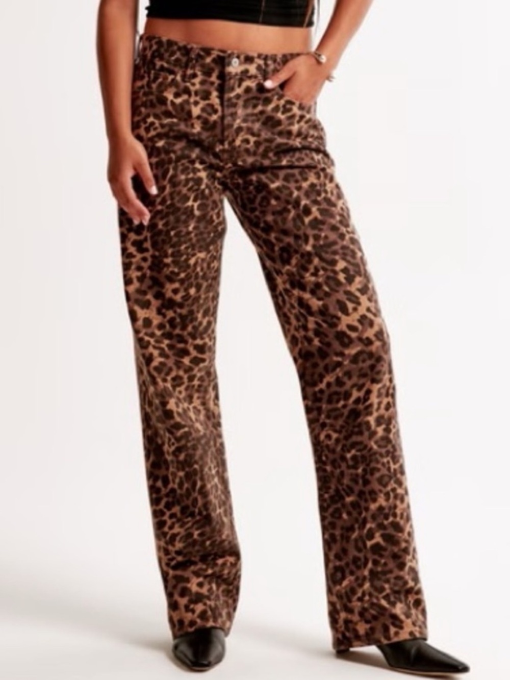 ABERCROMBIE & FITCH Low Rise Baggy Jeans in cheetah print 24/00 L